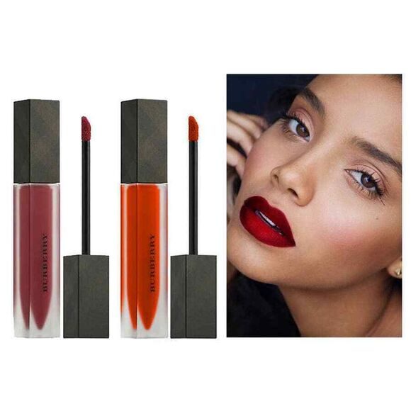 Burberry 2pc Full Size Bundle Lip Set Hot Red and Maroon Liquid Lipstick Set - Picture 3 of 15